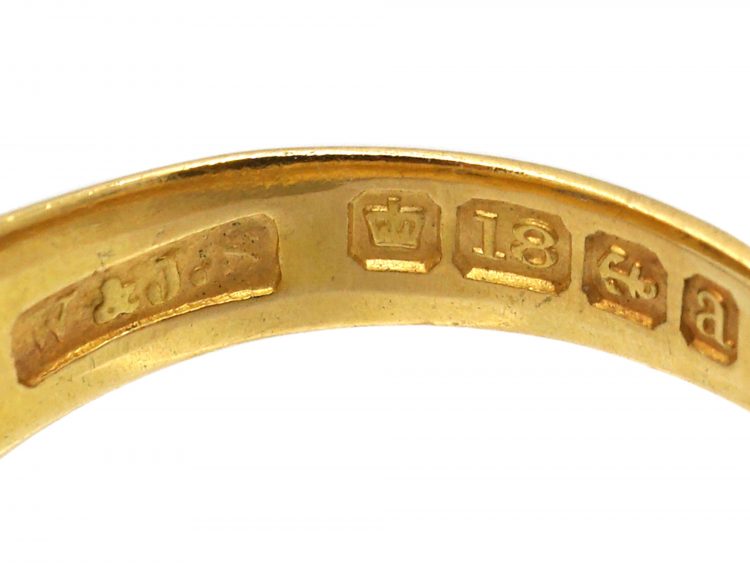 Victorian 18ct Gold Gypsy Ring set with a Sapphire & Diamonds