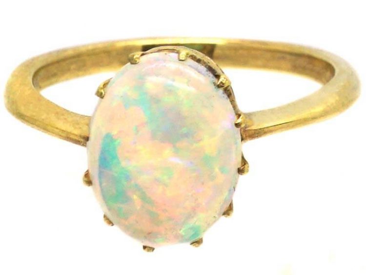 Edwardian 18ct Gold, Opal Solitaire Ring