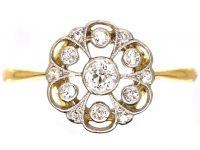Edwardian 18ct Gold & Platinum, Pierced Diamond Cluster Ring