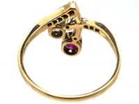 Art Nouveau 18ct Gold, Ruby & Diamond Ring