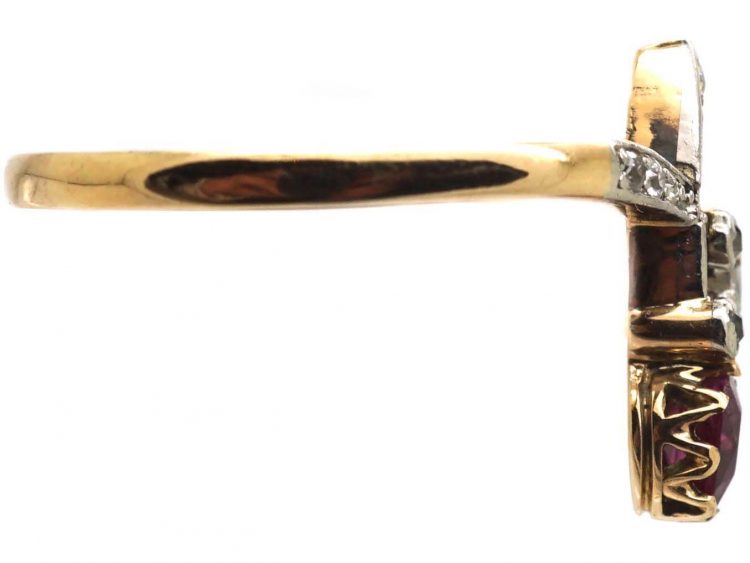 Art Nouveau 18ct Gold, Ruby & Diamond Ring