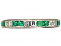 18ct White Gold, Emerald & Diamond Half Eternity Ring