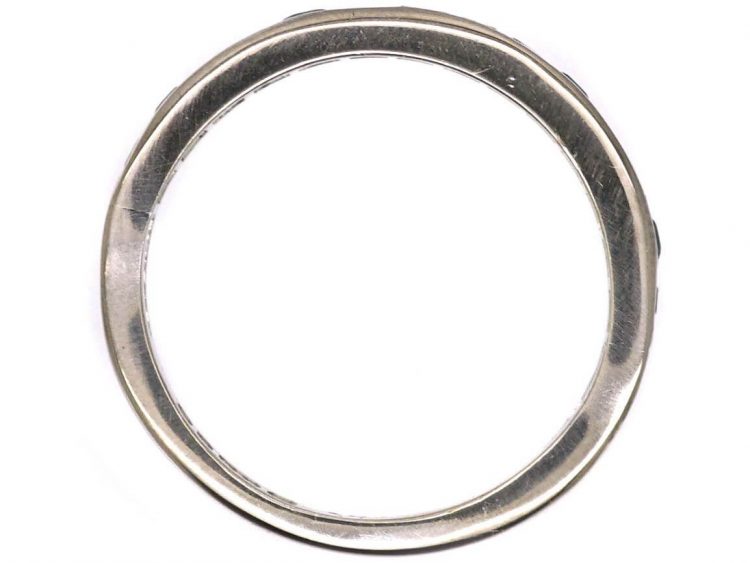 18ct White Gold, Emerald & Diamond Half Eternity Ring