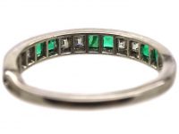 18ct White Gold, Emerald & Diamond Half Eternity Ring