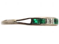 18ct White Gold, Emerald & Diamond Half Eternity Ring