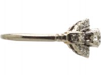 Early 20th Century Platinum, Three Stone Diamond Cluster Ring by Alabaster & Wilson
