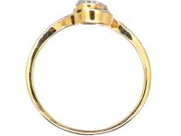 Art Nouveau 14ct Gold & Platinum Twist Ring set with Diamonds