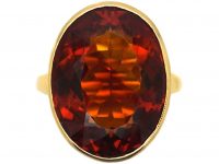 Retro 18ct Gold Ring set with a Large Madeira Citrine