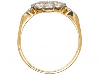 Edwardian 18ct Gold & Platinum Diamond Cluster Ring with Diamond Set Shoulders