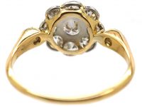 Edwardian 18ct Gold & Platinum Diamond Cluster Ring with Diamond Set Shoulders