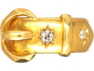 Early 20th Century 18ct Gold Buckle Ring set with Diamonds