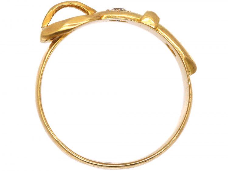 Early 20th Century 18ct Gold Buckle Ring set with Diamonds