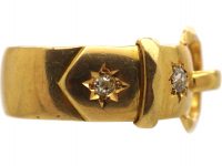 Early 20th Century 18ct Gold Buckle Ring set with Diamonds