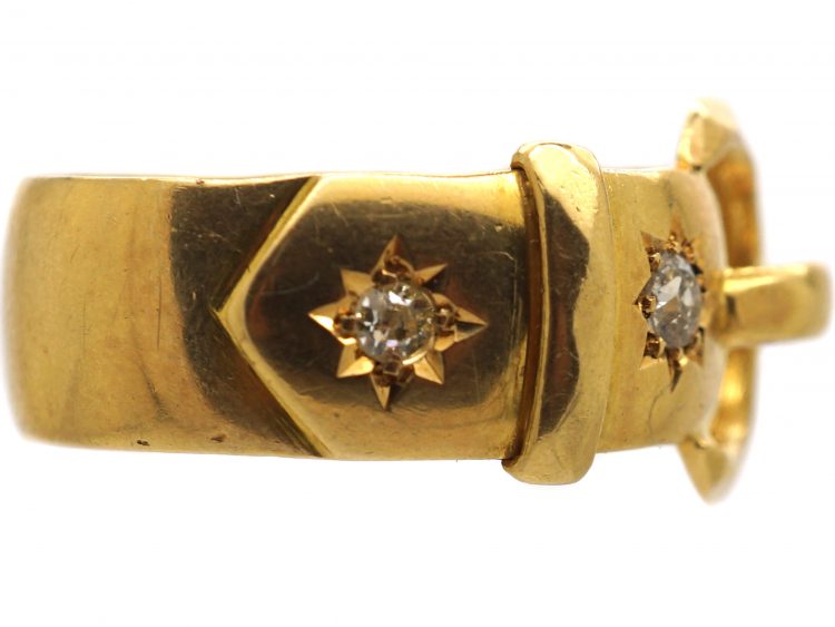 Early 20th Century 18ct Gold Buckle Ring set with Diamonds