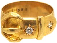 Early 20th Century 18ct Gold Buckle Ring set with Diamonds