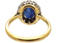 Early 20th Century 18ct Gold, Sapphire & Diamond Oval Cluster Ring