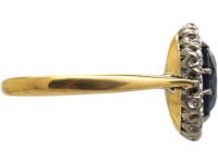 Early 20th Century 18ct Gold, Sapphire & Diamond Oval Cluster Ring