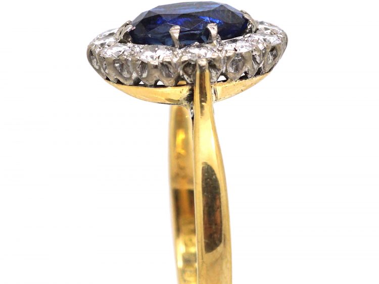 Early 20th Century 18ct Gold, Sapphire & Diamond Oval Cluster Ring