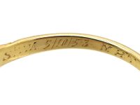 Victorian 18ct Gold Carved Half Hoop Ring set with an Emerald & Diamonds