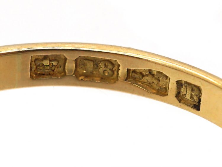 Victorian 18ct Gold Five Stone Sapphire Carved Half Hoop Ring with Rose Diamond Points