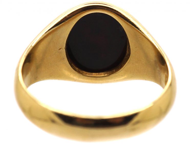 Edwardian 18ct Gold Signet Ring with Onyx Intaglio of a Dog