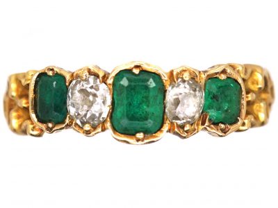 Regency 15ct Gold Ring set with Emeralds & Diamonds