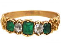 Regency 15ct Gold Ring set with Emeralds & Diamonds