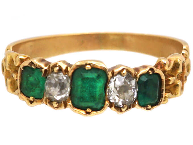 Regency 15ct Gold Ring set with Emeralds & Diamonds