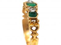 Regency 15ct Gold Ring set with Emeralds & Diamonds