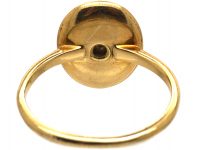 Edwardian 18ct Gold Blue & White Enamel Ring with a Diamond in the Centre