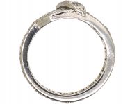 Art Deco Platinum & Diamond Crossover Ring with Buckle Detail