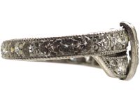 Art Deco Platinum & Diamond Crossover Ring with Buckle Detail