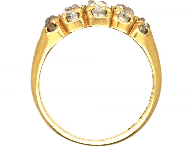 Victorian 18ct Gold Old Mine Cut Diamond Five Stone Ring