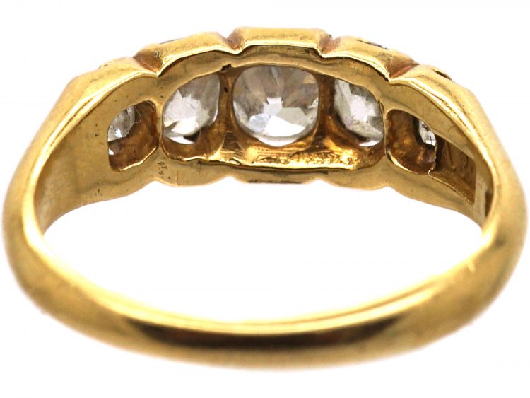 Victorian 18ct Gold Old Mine Cut Diamond Five Stone Ring