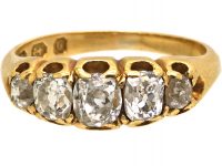 Victorian 18ct Gold Old Mine Cut Diamond Five Stone Ring