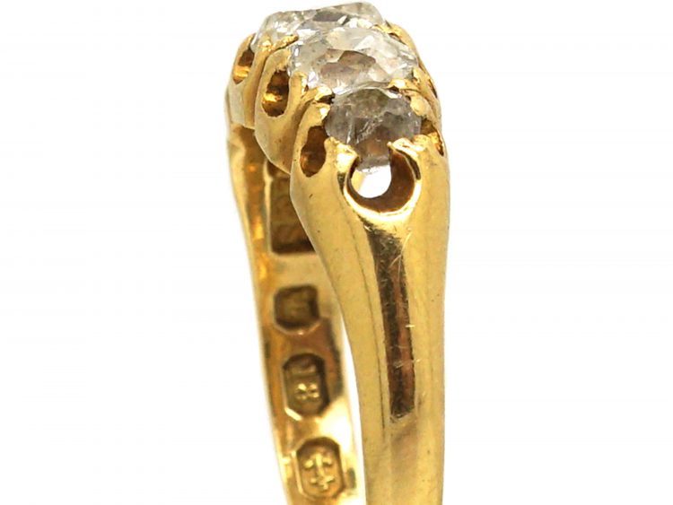 Victorian 18ct Gold Old Mine Cut Diamond Five Stone Ring