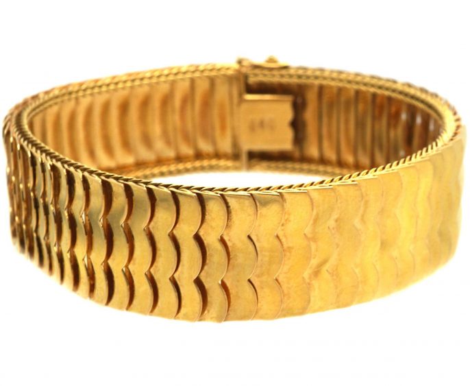 1960s 18ct Gold, Fish Scale Bracelet by UnoAErre