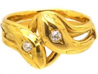 French Belle Epoque 18ct Gold Snake Ring set with Diamonds