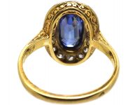 Early 20th Century French 18ct Gold & Platinum, Sapphire & Diamond Oval Cluster Ring