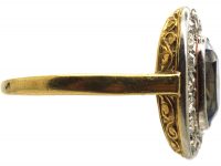 Early 20th Century French 18ct Gold & Platinum, Sapphire & Diamond Oval Cluster Ring
