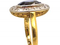 Early 20th Century French 18ct Gold & Platinum, Sapphire & Diamond Oval Cluster Ring
