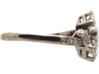 Early 20th Century 18ct White Gold & Platinum, Diamond Crossover Ring
