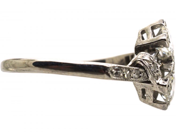 Early 20th Century 18ct White Gold & Platinum, Diamond Crossover Ring