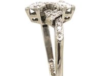 Early 20th Century 18ct White Gold & Platinum, Diamond Crossover Ring