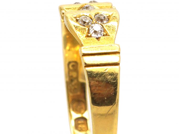 Victorian 18ct Gold & Diamond Trefoil Ring