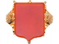 Victorian 15ct Gold Signet Ring with Shield Motif set with a Carnelian