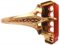 Victorian 15ct Gold Signet Ring with Shield Motif set with a Carnelian