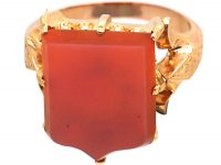 Victorian 15ct Gold Signet Ring with Shield Motif set with a Carnelian