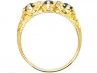 Victorian 18ct Gold, Sapphire & Diamond Three Stone Ring