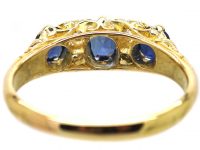 Victorian 18ct Gold, Sapphire & Diamond Three Stone Ring